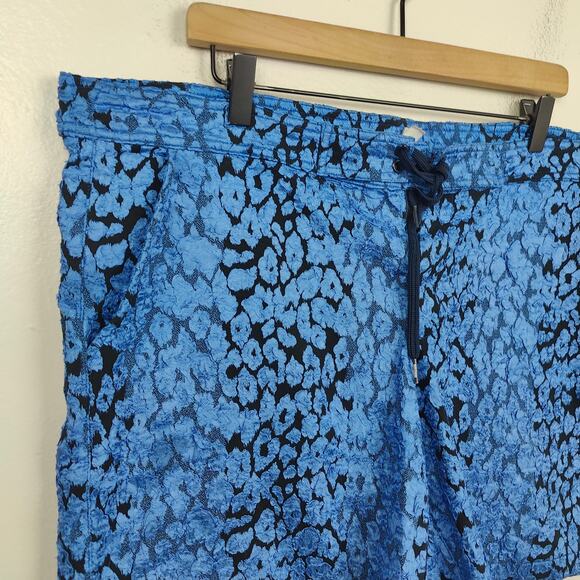 Moschino Swim Shorts Mens 42 Blue Metallic Leopard‎ Print Trunks Beach Glam - Picture 2 of 10